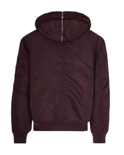 Carhartt Medium-weight Nylon Bomber Jacket With Detachable Fleece Flap In Brown