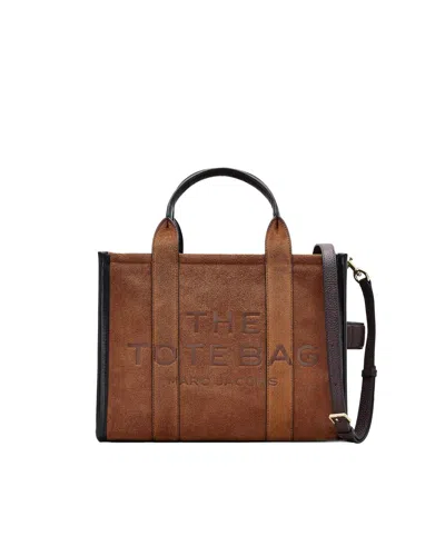 Marc Jacobs Borsa A Mano The Suede Medium Tote Bag Copper In Brown