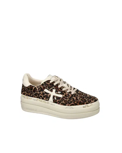 Premiata Animal Print Low Top Sneakers For Women In Brown