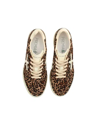 Premiata Animal Print Low Top Sneakers For Women In Brown