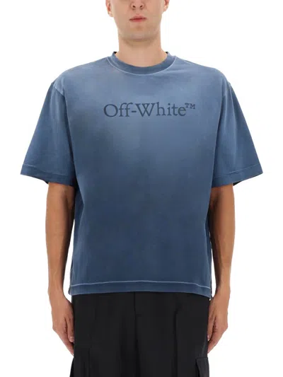 Off-white Vintage Round Neck Short Sleeve T-shirt In Blue