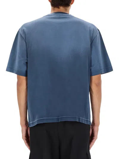 Off-white Vintage Round Neck Short Sleeve T-shirt In Blue