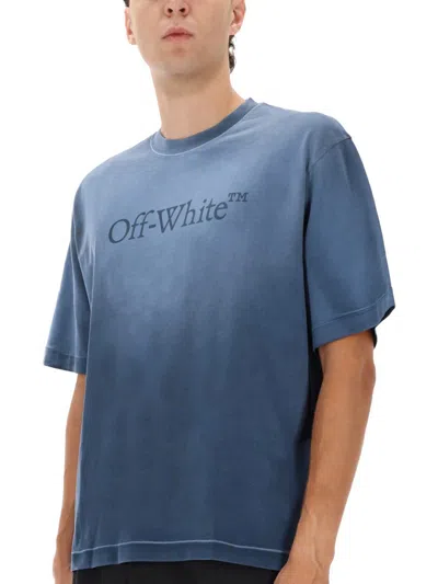 Off-white Vintage Round Neck Short Sleeve T-shirt In Blue