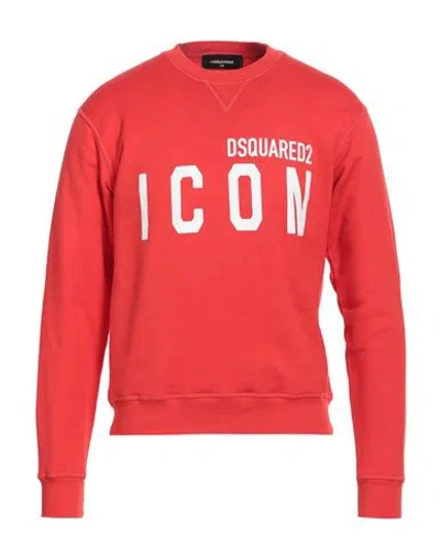 Dsquared2 Icon Man Sweatshirt Coral Size Xs Cotton In Red