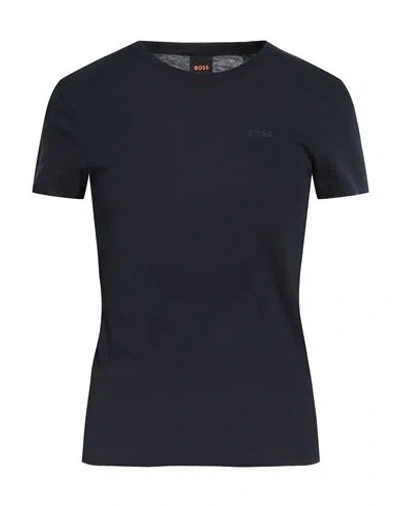 Hugo Boss Boss Woman T-shirt Midnight Blue Size L Cotton In Black
