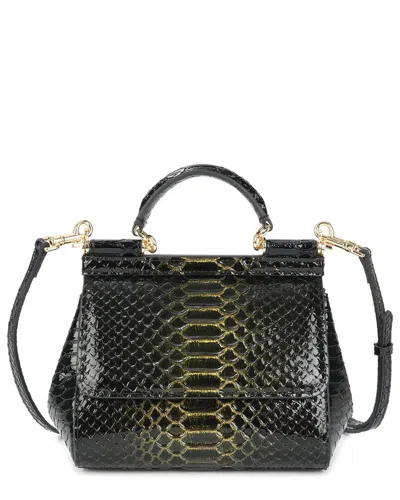 Tiffany & Fred Paris Python-embossed Leather Top-handle Bag In Black