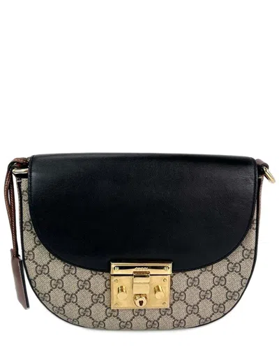 Gucci Brown Gg Supreme Canvas Padlock Saddle Small Shoulder Bag (authentic  Pre-loved) In Black