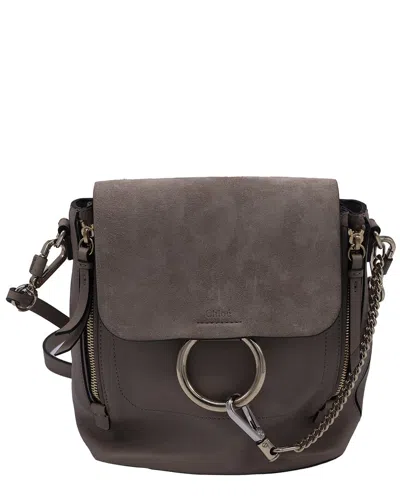 Chloé Grey Leather Medium Faye Backpack (authentic Pre-loved) In Brown