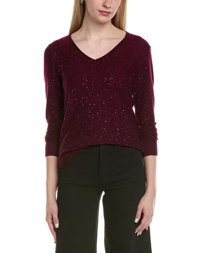 Sofiacashmere Sequin Deep V Wool & Cashmere-blend Sweater In Burgundy