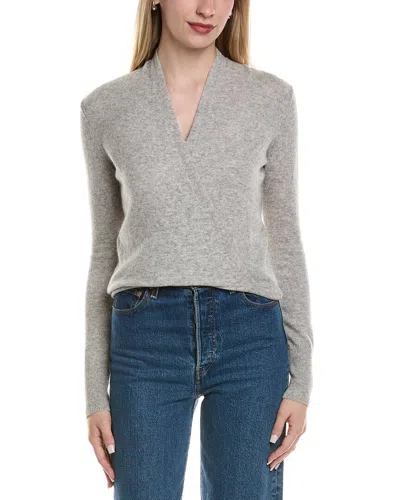 Sofiacashmere Modern Faux Wrap Wool & Cashmere-blend Sweater In Gray