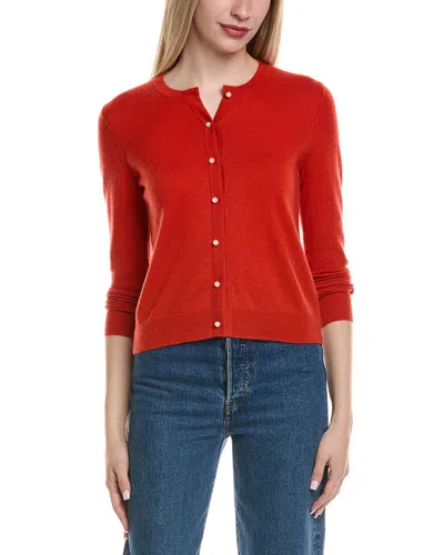 Sofiacashmere Pearl Bead Wool & Cashmere-blend Cardigan In Orange