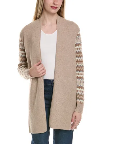 Sofiacashmere Lurex Fairisle Open Wool & Cashmere-blend Cardigan In Neutral