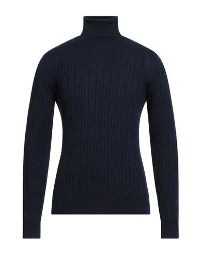 Fabrizio Del Carlo Man Turtleneck Midnight Blue Size Xl Merino Wool In Blue