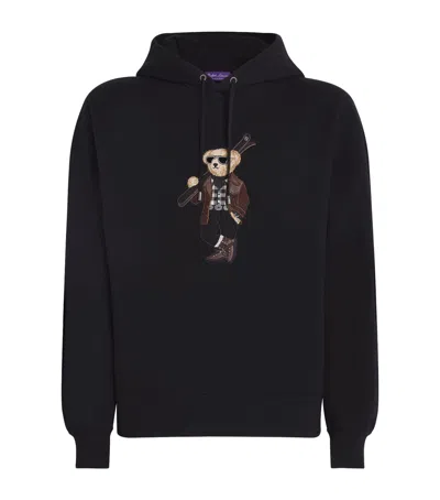 Ralph Lauren Polo Bear Cotton-cashmere Fleece Hoodie In Black