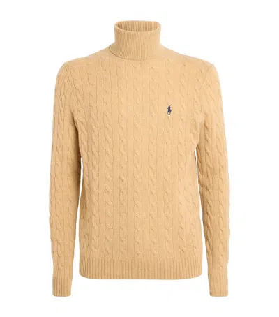 Polo Ralph Lauren Wool And Cashmere Sweater With Frontal Logo In Brown