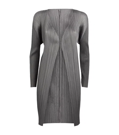 Issey Miyake Basics Longline Cardigan In Gray