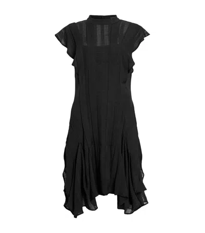Allsaints Womens Fleur Asymmetric Woven Mini Dress Black