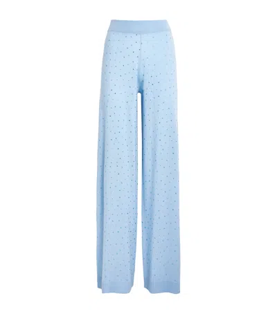 Allude Wool-cashmere Crystal-embellished Trousers In Blue