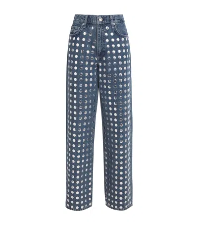 Rag & Bone Shea High-rise Full Kingston Stud Relaxed Straight Jean In Blue