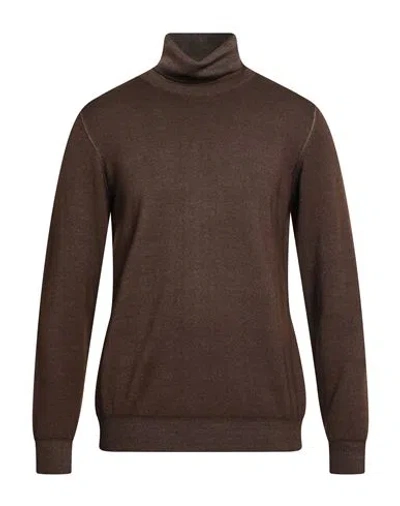 Jeordie's Man Turtleneck Brown Size Xl Merino Wool In Brown