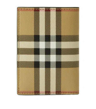 Burberry Check Folding Card Case In Neutral