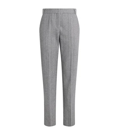 Max & Co Wool-blend Herringbone Straight Trousers In Gray