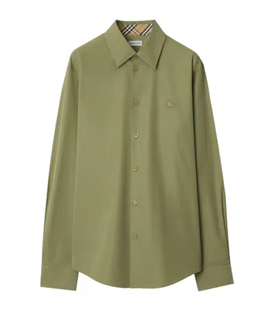 Burberry Cotton Poplin Slim Shirt In Green