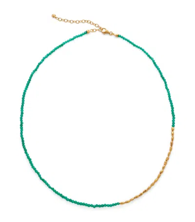 Monica Vinader Mini Nugget 18ct Yellow Gold-plated Vermeil Sterling Silver And Onyx Necklace In Green