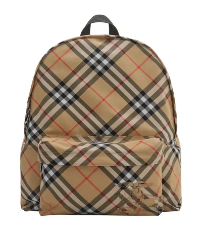 Burberry Check Pattern Backpack With Front Pocket In Multi