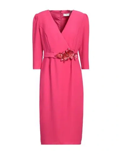 Sñ Sonia Peña Woman Midi Dress Fuchsia Size 12 Polyester In Pink