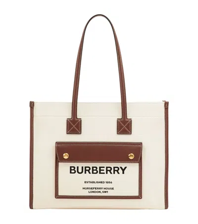 Burberry Medium Canvas Freya Tote Bag In Brown
