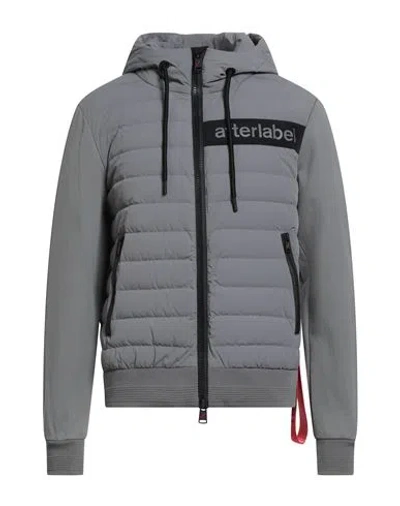 Afterlabel Man Puffer Grey Size L Cotton, Polyamide In Gray