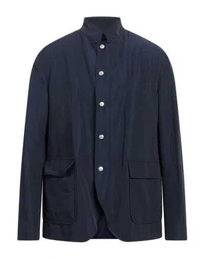 Eleventy Man Jacket Navy Size 38 Linen, Polyamide In Blue