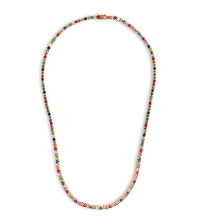 Anita Ko Rose Gold, Diamond And Rainbow Sapphire Hepburn Necklace In Multi
