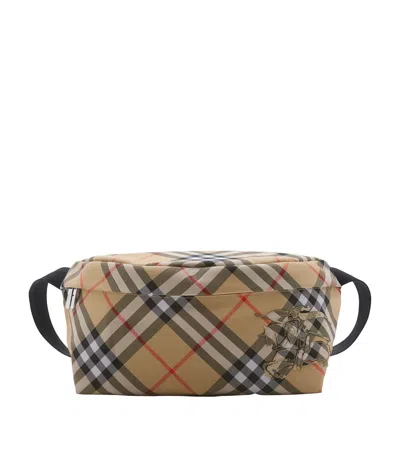 Burberry Check Pattern Messenger Bag With Adjustable Strap In Pattern