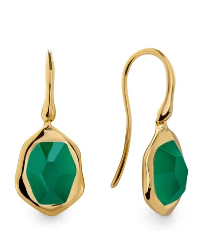Monica Vinader Gold Vermeil And Onyx Odyssey Drop Earrings In Gold