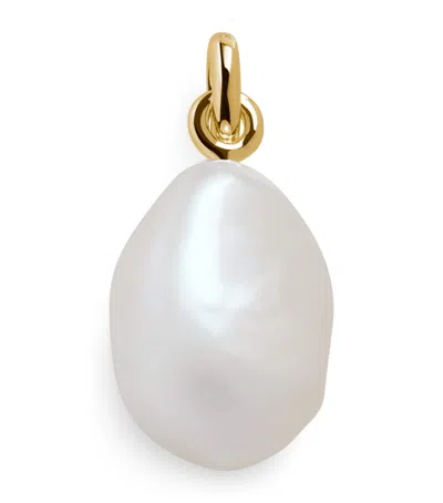 Monica Vinader Gold Vermeil And Baroque Pearl Pendant In White