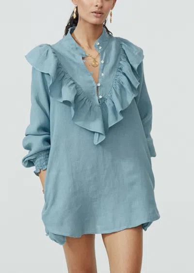 Lanhtropy Circus Dress In Denim In Blue