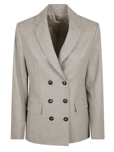 Antonelli Tailored Double-breasted Wool Blend Jacket With Notched Lapel In White