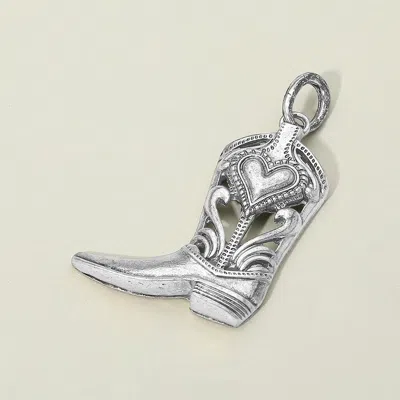 Fashnzfab Western Cowboy Boot Pendant Charm In Silver