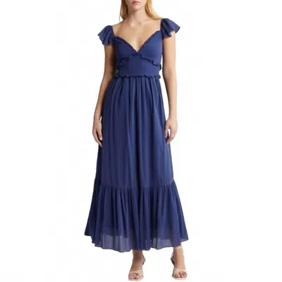 Loveshackfancy Katina Smocked Ruffle Maxi Dress In Midnight In Purple