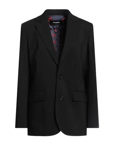 Dsquared2 Woman Blazer Black Size 4 Polyester, Virgin Wool, Elastane In Black