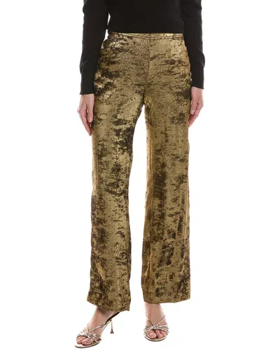 Anne Klein Womens Metallic Crepe High Rise Wide Leg Pants P Xxs 3x In Green