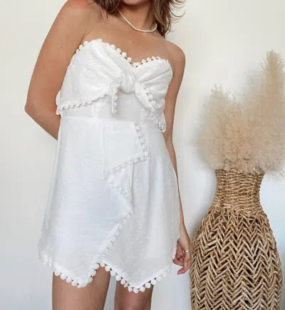 One And Only Collective Celina Strapless Eyelet Romper In White In White
