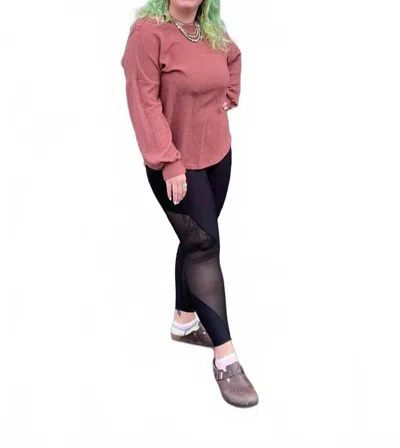 Lovely Melody Women's Chelsea Crochet Back Hacci Sweater Top In Rust In Black