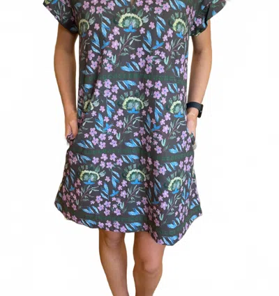 Brooke Wright Nancy Mini Dress In Grey Floral In Multi