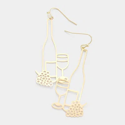 Fashnzfab Brass Metal Grape Champagne Dangle Earrings - Matte Gold In Brown