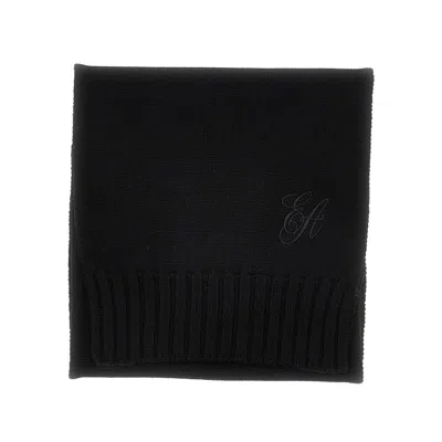 Emporio Armani Ea Signature Embroidery Scarf In Black
