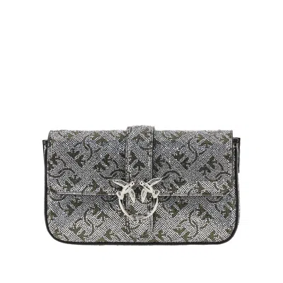 Pinko 'love One Slouchy Baby' Bag With Rhinestone In Silver