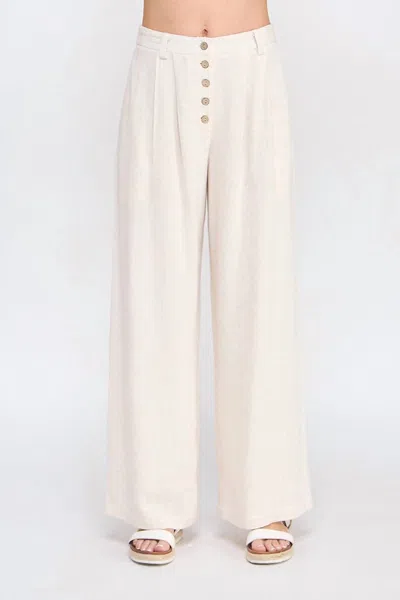 Allie Rose Thalassa Button Pants In Natural In White